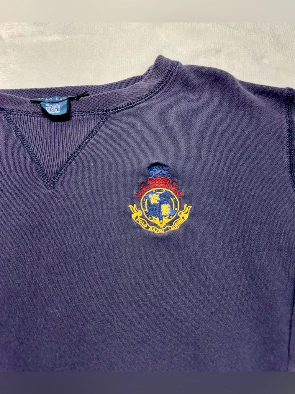 Ralph Lauren Boy’s Navy Fleece Crewneck Pullover Sweatshirt Embroidered Logo